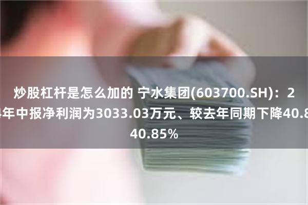 炒股杠杆是怎么加的 宁水集团(603700.SH)：2024年中报净利润为3033.03万元、较去年同期下降40.85%