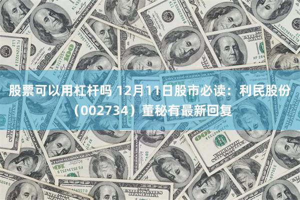 股票可以用杠杆吗 12月11日股市必读：利民股份（002734）董秘有最新回复